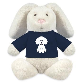 Humour chien petit caniche - Lapin en peluche recyclé MiniFeet® Crème - bleu marine - Devant