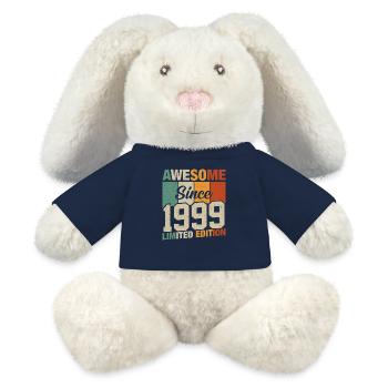 Année jubilaire 1999 - Lapin en peluche recyclé MiniFeet® Crème - bleu marine - Devant