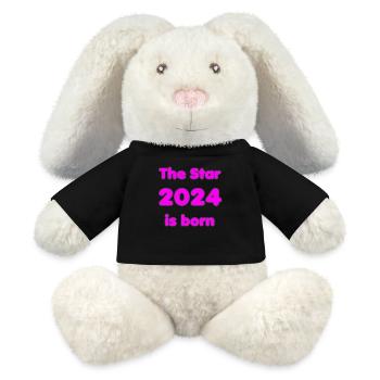 Naissance 2024 - Cadeau - L’étoile 2024 est née - Lapin en peluche recyclé MiniFeet® Crème - noir - Devant
