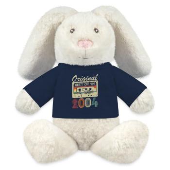 Original 2004 Jahrgang Geburtstag Geschenkidee - MiniFeet® RecycelHase® Creme - French Navy - Vorne