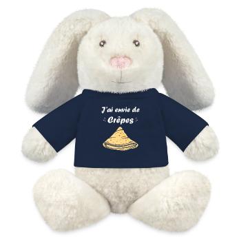 Crêpes Bretagne humour crêpe - Lapin en peluche recyclé MiniFeet® Crème - bleu marine - Devant