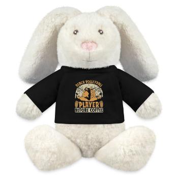 Beach Volleyball Player Before Volleyballer Coffee - MiniFeet® RecycelHase® Bunny Cream - black - Front