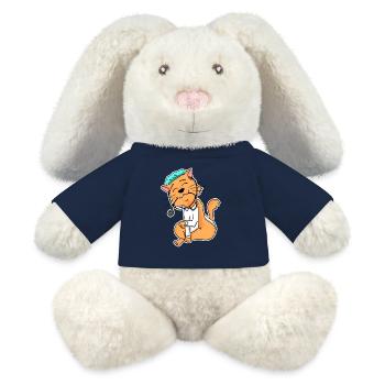Cadeau de médecine vétérinaire vétérinaire pour animaux - Lapin en peluche recyclé MiniFeet® Crème - bleu marine - Devant