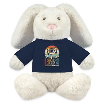 Cadeau d’anniversaire vintage 1962 - Lapin en peluche recyclé MiniFeet® Crème - bleu marine - Devant