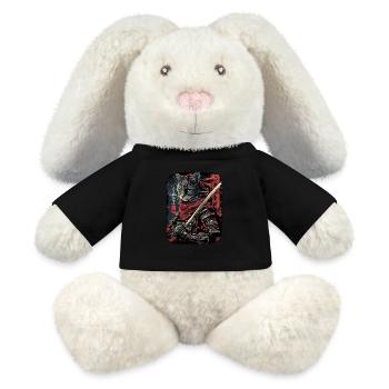 Japanische Katze Samurai Style für Katzen Fans - MiniFeet® RecycelHase® Creme - Schwarz - Vorne