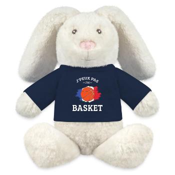 Je Peux pas j'ai Basket Basket-Ball Basketteur fan - Lapin en peluche recyclé MiniFeet® Crème - bleu marine - Devant