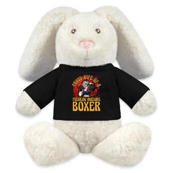 Fière épouse d’un boxeur génial - Lapin en peluche recyclé MiniFeet® Crème - noir - Devant