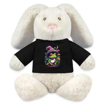 Magician Frog Psychedelic Art Forest Mushrooms - MiniFeet® RecycelHase® Bunny Cream - black - Front