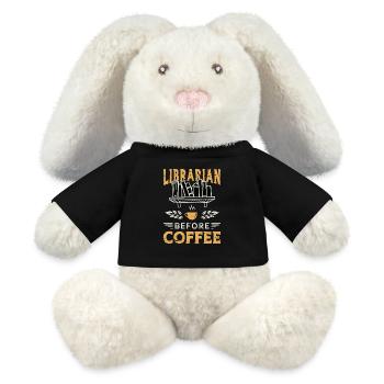 Librarian Before Coffee Bookaholic Coffee Lover - MiniFeet® RecycelHase® Bunny Cream - black - Front