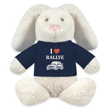 Humour pilote de rallye - Lapin en peluche recyclé MiniFeet® Crème - bleu marine - Devant