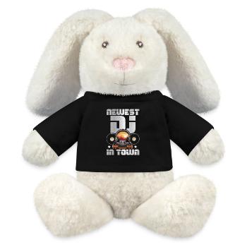 Disc Jockey Le nouveau DJ de la ville aime les disques vinyles - Lapin en peluche recyclé MiniFeet® Crème - noir - Devant