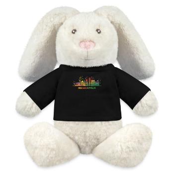Indianapolitanische Skyline Indianapolis - MiniFeet® RecycelHase® Creme - Schwarz - Vorne