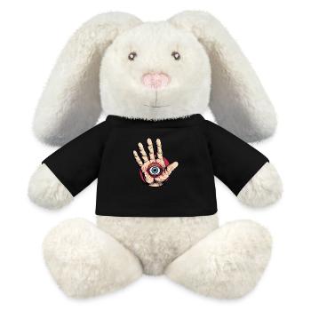 Hand mit Auge: Aufpassen! - MiniFeet® RecycelHase® Creme - Schwarz - Vorne