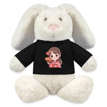 Süße Kirschblüten Kimono Figur - MiniFeet® RecycelHase® Creme - Schwarz - Vorne