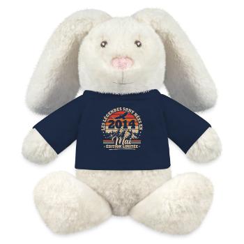 Vintage Cadeau Anniversaire Nées En Mai 2014 - Lapin en peluche recyclé MiniFeet® Crème - bleu marine - Devant