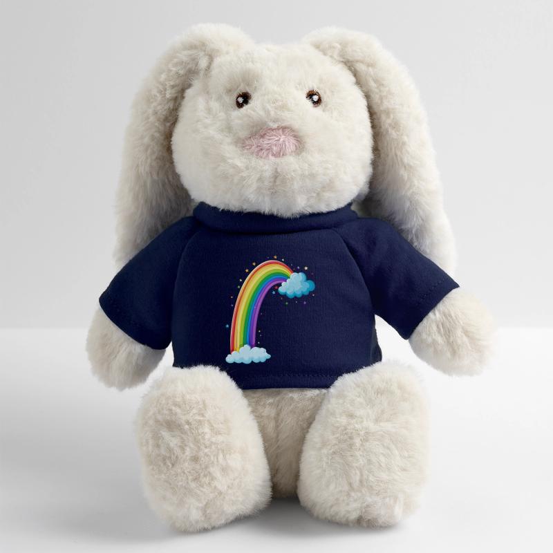 Colorful Rainbow With Clouds Drawing MiniFeet® RecycelHase® Bunny Cream