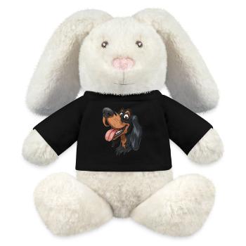 Gordon Setter | Setter écossais | Caricature - Lapin en peluche recyclé MiniFeet® Crème - noir - Devant