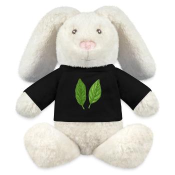 Zwei Basilikum Blätter Natur Pur - MiniFeet® RecycelHase® Creme - Schwarz - Vorne