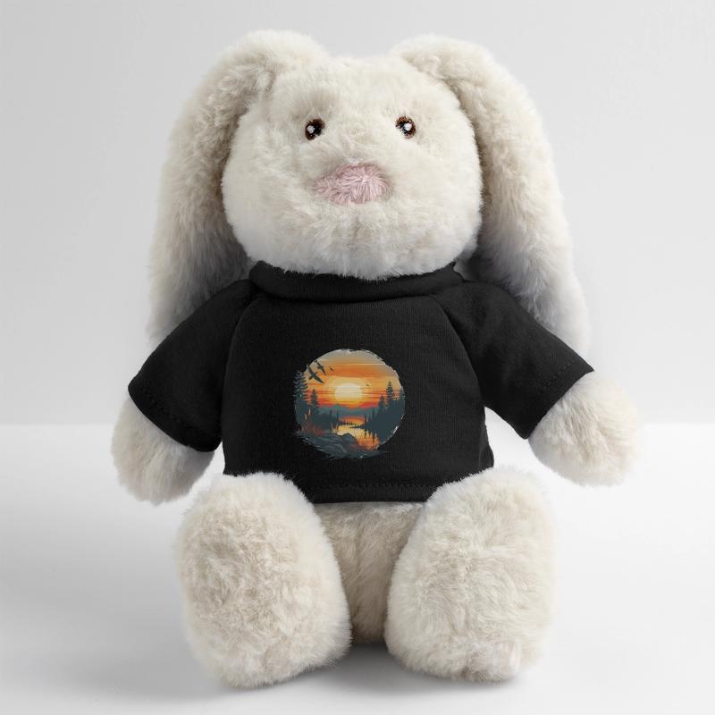 Sunset Mountains And Forest Scene MiniFeet® RecycelHase® Bunny Cream