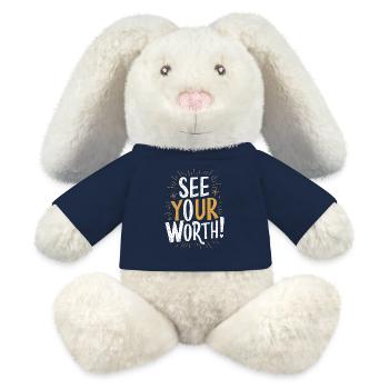 Entdecke Deinen Eigenwert - MiniFeet® RecycelHase® Creme - French Navy - Vorne