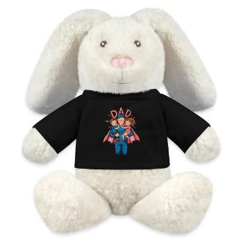 Un papa super-héros avec des enfants fiers - Lapin en peluche recyclé MiniFeet® Crème - noir - Devant