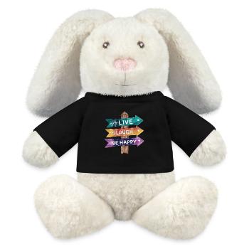 Lebe Lache Sei Glücklich Bunte Wegweiser - MiniFeet® RecycelHase® Creme - Schwarz - Vorne