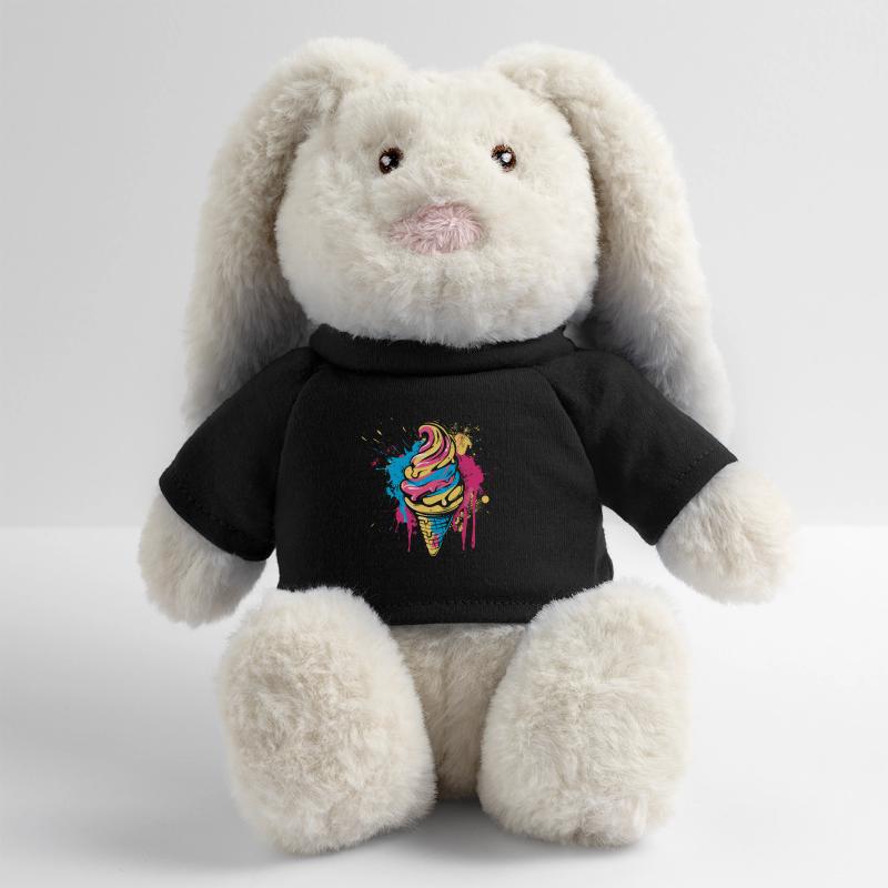 Cornet de crème glacée Éclaboussures de couleur Lapin en peluche recyclé MiniFeet® Crème