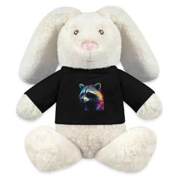Raccoon Artwork - Raccoon Animal Art - MiniFeet® RecycelHase® Bunny Cream - black - Front