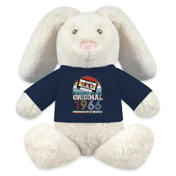 Vintage 1966 Cadeau Anniversaire 58 ans - Lapin en peluche recyclé MiniFeet® Crème - bleu marine - Devant