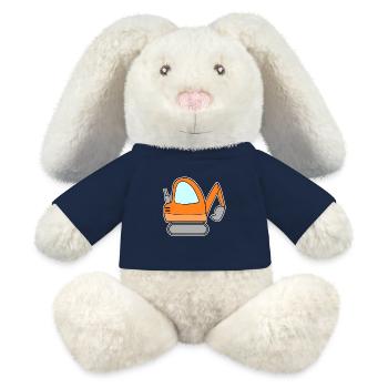 Excavatrice Chantier Conducteur d’excavatrice - Lapin en peluche recyclé MiniFeet® Crème - bleu marine - Devant