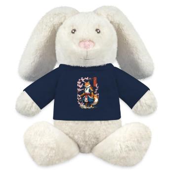 Kitsune Samurai Fuchs Vintage Ukiyo-e Stil - MiniFeet® RecycelHase® Creme - French Navy - Vorne
