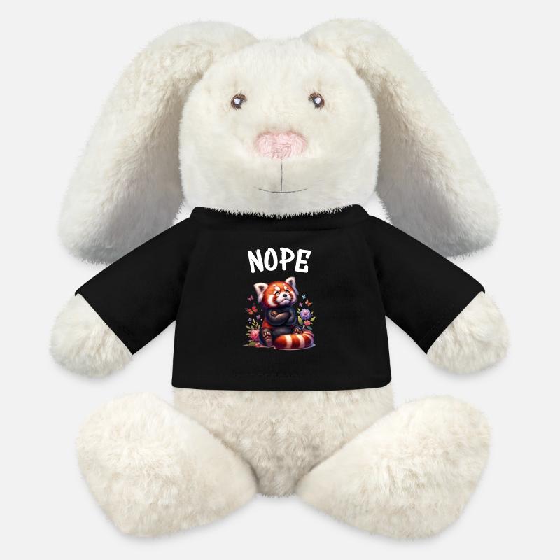 Panda roux Drôle de dicton Nope Renard de Feu - Lapin en peluche recyclé MiniFeet® Crème - noir