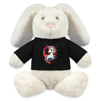 Einhorn Liebhaber Leuchtende Farben Fantasie - MiniFeet® RecycelHase® Creme - Schwarz - Vorne