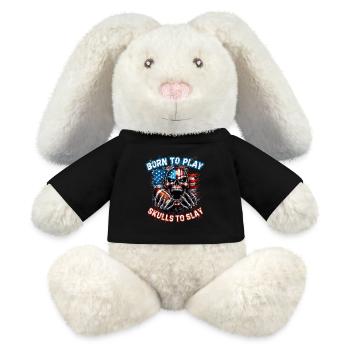 July 4th American Football Skull U. S. FLag - MiniFeet® RecycelHase® Bunny Cream - black - Front