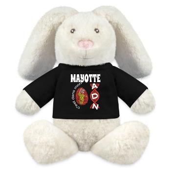 idee cadeau design graphique carte de Mayotte 976 - Lapin en peluche recyclé MiniFeet® Crème - noir - Devant