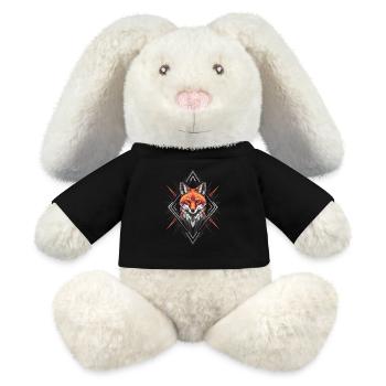 Geometrischer Fuchs Kunstwerk - MiniFeet® RecycelHase® Creme - Schwarz - Vorne