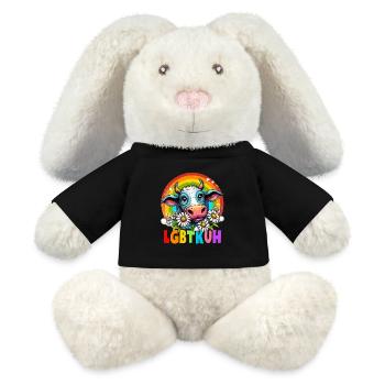 LGBTQ vache arc-en-ciel CSD fleur mode de vie drôle - Lapin en peluche recyclé MiniFeet® Crème - noir - Devant