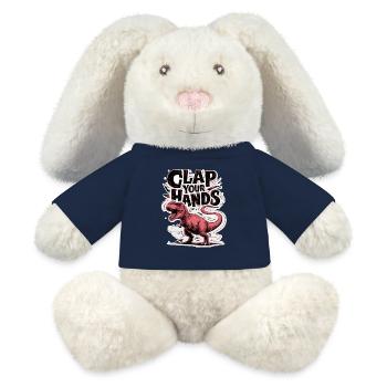 Dinosaur - clapping hands - humor - MiniFeet® RecycelHase® Bunny Cream - french navy - Front
