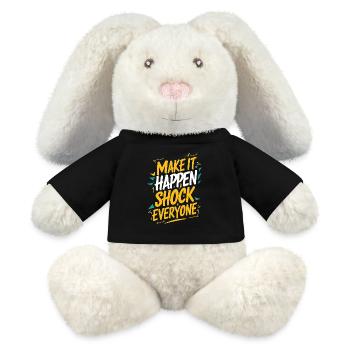 Citation motivante pour que cela se produise - Lapin en peluche recyclé MiniFeet® Crème - noir - Devant
