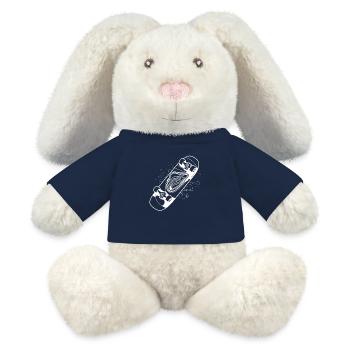 Dessin de planche à roulettes - Lapin en peluche recyclé MiniFeet® Crème - bleu marine - Devant