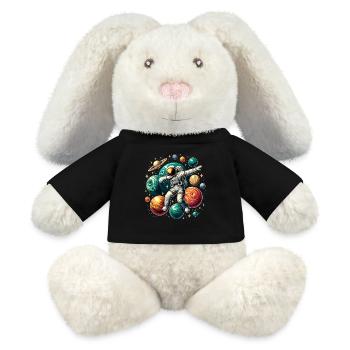 Astronaute Dabbing Planètes Astronaute Science Espace - Lapin en peluche recyclé MiniFeet® Crème - noir - Devant