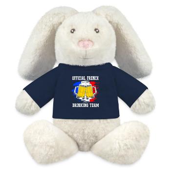 France - Lapin en peluche recyclé MiniFeet® Crème - bleu marine - Devant