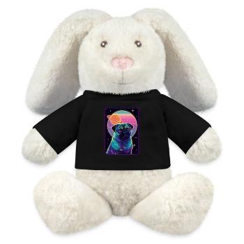 Animal Art Planet Fantasy Artwork: Pug with - MiniFeet® RecycelHase® Bunny Cream - black - Front