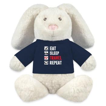 Eat SleepTravel Repeat Shirt For MEn Women And Kid - MiniFeet® RecycelHase® Creme - French Navy - Vorne
