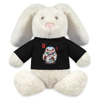 Japanese Daruma Aesthetic Yokai Vintage - MiniFeet® RecycelHase® Bunny Cream - black - Front