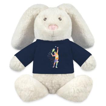 Funny Tennis Player Racket - MiniFeet® RecycelHase® Creme - French Navy - Vorne