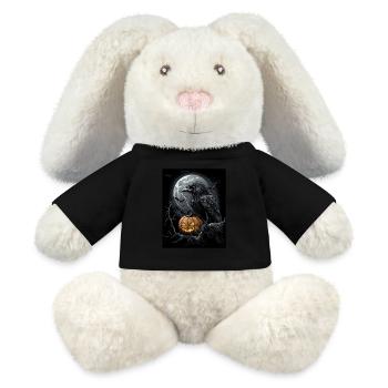 Halloween Geschenk Frauen Krähe Männer Kinder Deko - MiniFeet® RecycelHase® Creme - Schwarz - Vorne