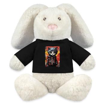 Street Art Graffiti Fashion Cat - MiniFeet® RecycelHase® Bunny Cream - black - Front