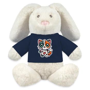 Cute Zombie Cat in Halloween costume - Orange cat - MiniFeet® RecycelHase® Bunny Cream - french navy - Front