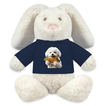 Bichon frisé - Lapin en peluche recyclé MiniFeet® Crème - bleu marine - Devant